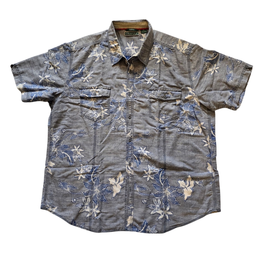 Cubavera Linen Blend Reverse Hawaiian Print Shirt - Slim Fit - Men's Size XL - Picture 3 of 8